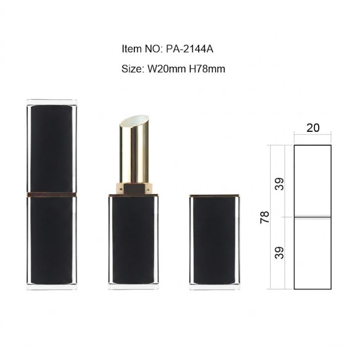Luxury Clear Square Lipstick Tube 11.1mm Custom Transparent Slanted Cup Empty Lip Balm Case High-End Acrylic Makeup Packaging Wholesale